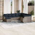 vidaXL 10 Piece Garden Sofa Set with Cushions Grey Poly Rattan