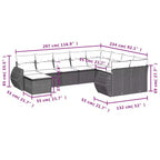 vidaXL 10 Piece Garden Sofa Set with Cushions Grey Poly Rattan