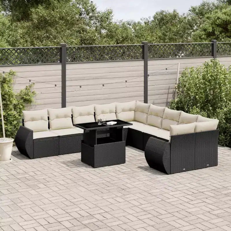 vidaXL 11 Piece Patio Sofa Set with Cushions Poly Rattan