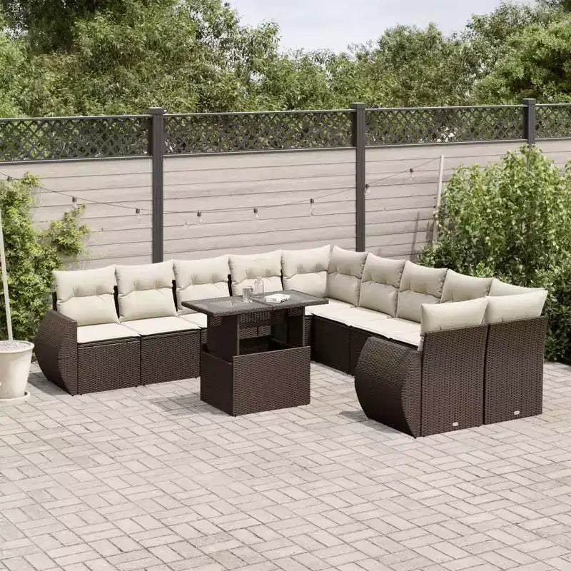 vidaXL 11 Piece Patio Sofa Set with Cushions Poly Rattan