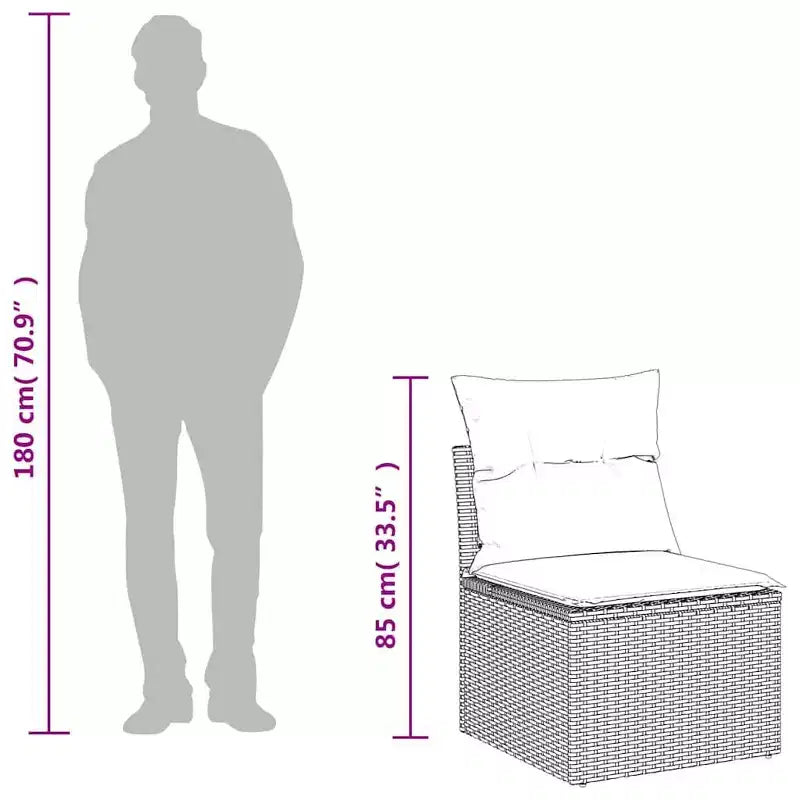 vidaXL Salon de jardin avec coussins et table, 6 pièces, résine tressée