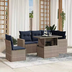 vidaXL Salon de jardin avec coussins et table, 6 pièces, résine tressée