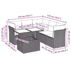 vidaXL 6 Piece Patio Sofa Set with Cushions, Poly Rattan, Modular Outdoor Sectional, Adjustable Table, Multiple Colors