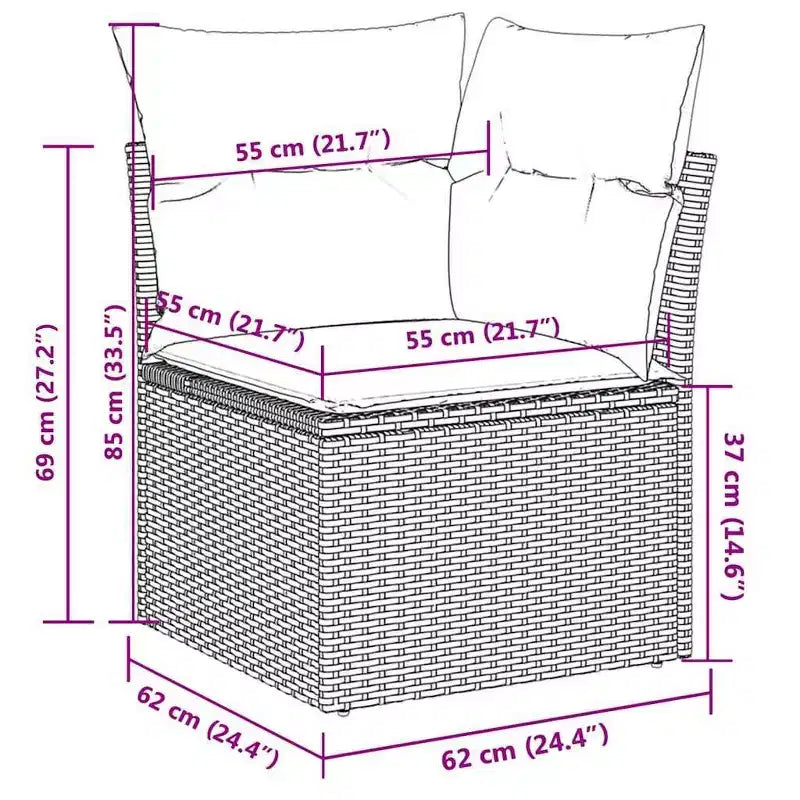 vidaXL 10 Piece Patio Sofa Set with Cushions Grey Poly Rattan (US only)