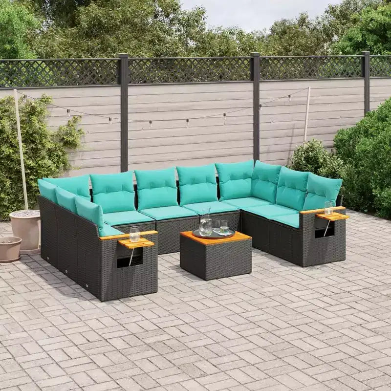 vidaXL 10 Piece Patio Sofa Set with Cushions Grey Poly Rattan (US only)