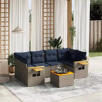vidaXL 7 Piece Patio Sofa Set with Cushions Black Poly Rattan (US only)