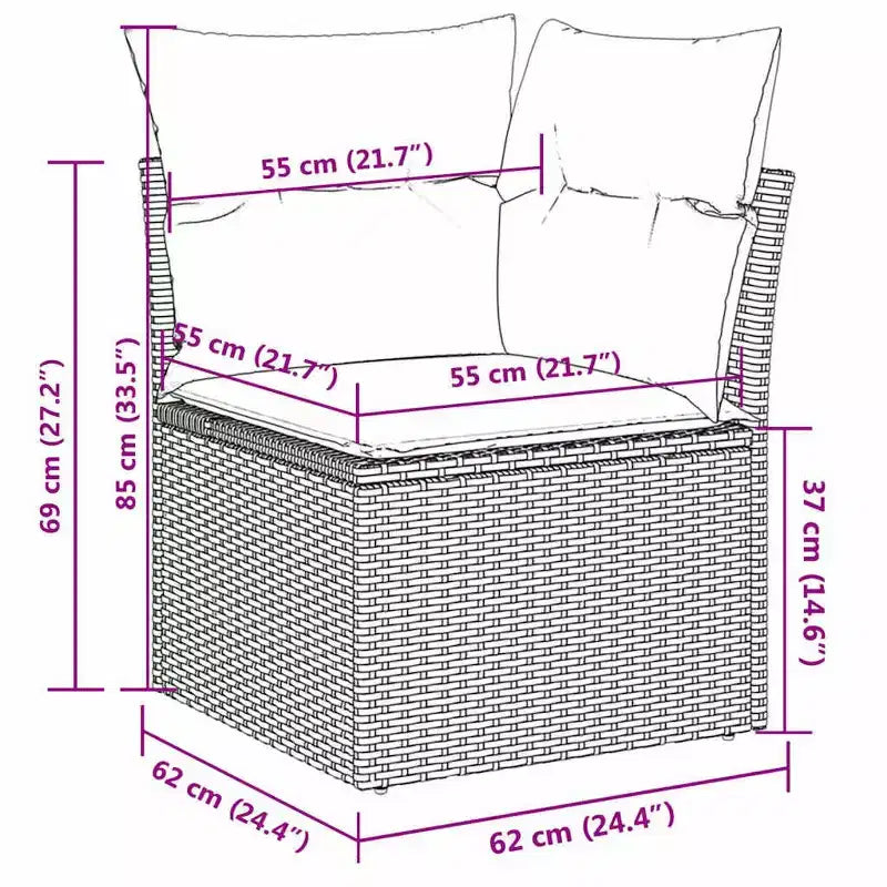 vidaXL 7 Piece Patio Sofa Set with Cushions Black Poly Rattan (US only)