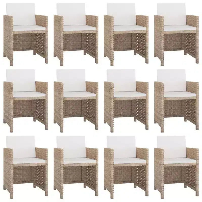 vidaXL Patio Dining Set with Cushions Table and Chairs 13 Piece Poly Rattan