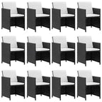 vidaXL Patio Dining Set with Cushions Table and Chairs 13 Piece Poly Rattan
