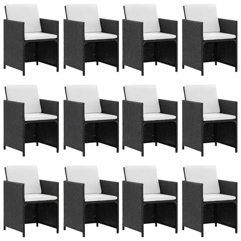 vidaXL Patio Dining Set with Cushions Table and Chairs 13 Piece Poly Rattan