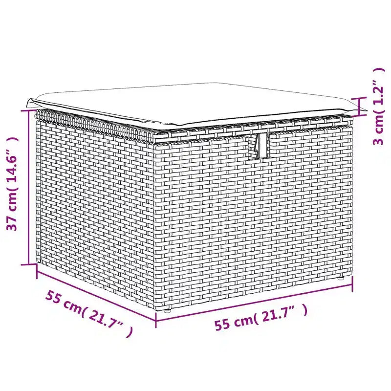 vidaXL Ensemble de canapés de jardin 7 pcs avec coussins résine tressée - Gris et bleu Sans table
