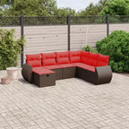 vidaXL Ensemble de canapés de jardin 7 pcs avec coussins résine tressée - Gris et bleu Sans table