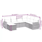 vidaXL Ensemble de canapés de jardin 7 pcs avec coussins résine tressée - Gris et bleu Sans table