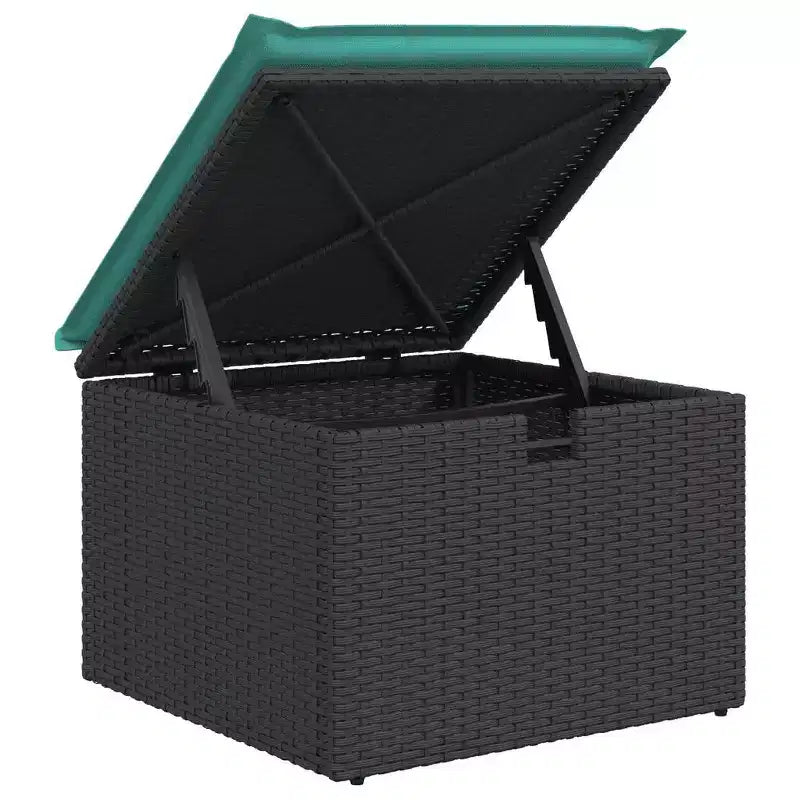 vidaXL Ensemble de canapés de jardin 7 pcs avec coussins résine tressée - Gris et bleu Sans table