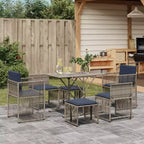 vidaXL Patio Dining Set with Cushions 7 Piece Poly Rattan Brown/Gray/Black
