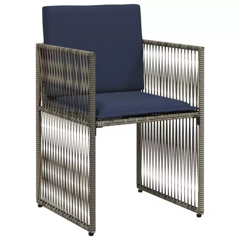 vidaXL Patio Dining Set with Cushions 7 Piece Poly Rattan Brown/Gray/Black