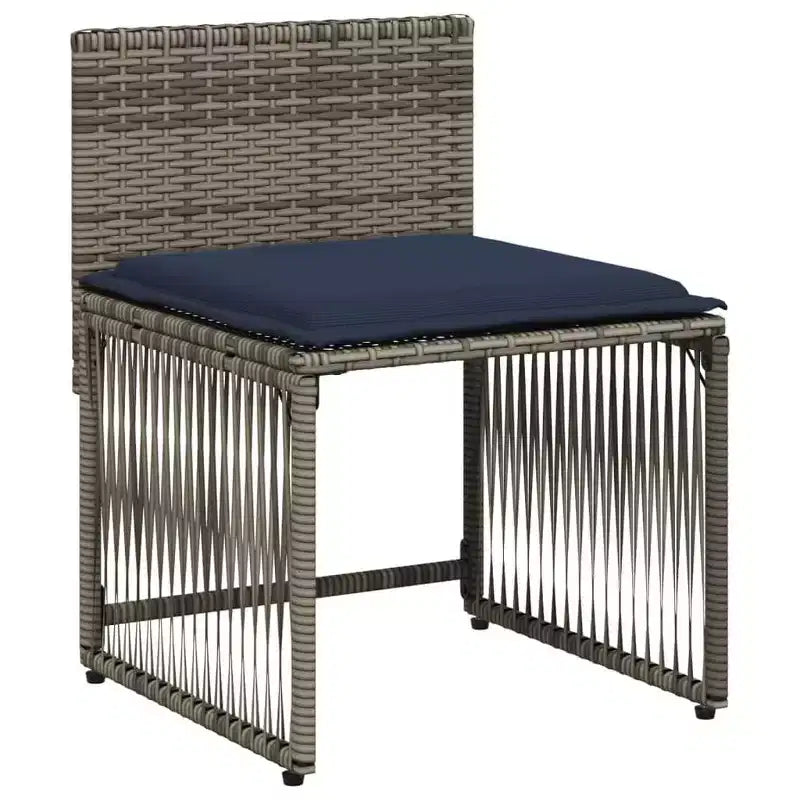 vidaXL Patio Dining Set with Cushions 7 Piece Poly Rattan Brown/Gray/Black
