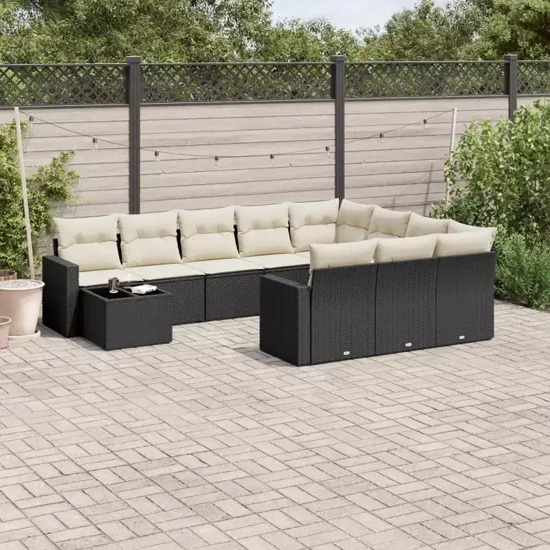 vidaXL 11 Piece Patio Sofa Set with Cushions, Poly Rattan Outdoor Sectional, Multiple Colors