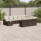 vidaXL 11 Piece Patio Sofa Set with Cushions, Poly Rattan Outdoor Sectional, Multiple Colors