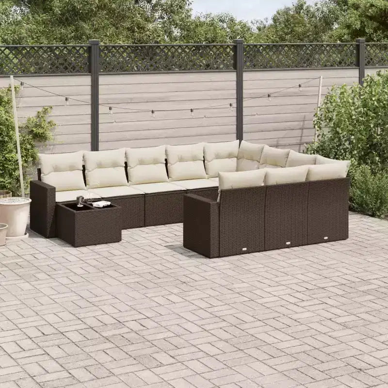 vidaXL 11 Piece Patio Sofa Set with Cushions, Poly Rattan Outdoor Sectional, Multiple Colors