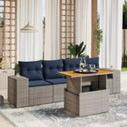 vidaXL 5 Piece Patio Sofa Set with Cushions Poly Rattan