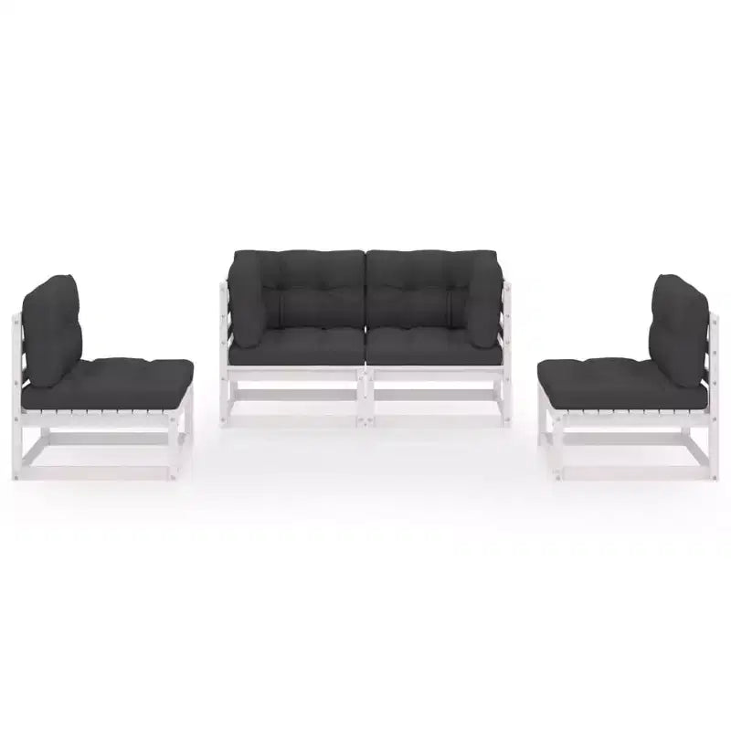 vidaXL Patio Furniture Set 4 Piece Outdoor Sectional Sofa Solid Wood Pine