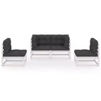 vidaXL Patio Furniture Set 4 Piece Outdoor Sectional Sofa Solid Wood Pine