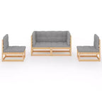 vidaXL Patio Furniture Set 4 Piece Outdoor Sectional Sofa Solid Wood Pine