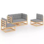 vidaXL Patio Furniture Set 4 Piece Outdoor Sectional Sofa Solid Wood Pine