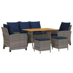 vidaXL 6 Piece Patio Sofa Set with Cushions, Poly Rattan Outdoor Sectional, Multiple Colors and Materials