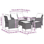 vidaXL 6 Piece Patio Sofa Set with Cushions, Poly Rattan Outdoor Sectional, Multiple Colors and Materials