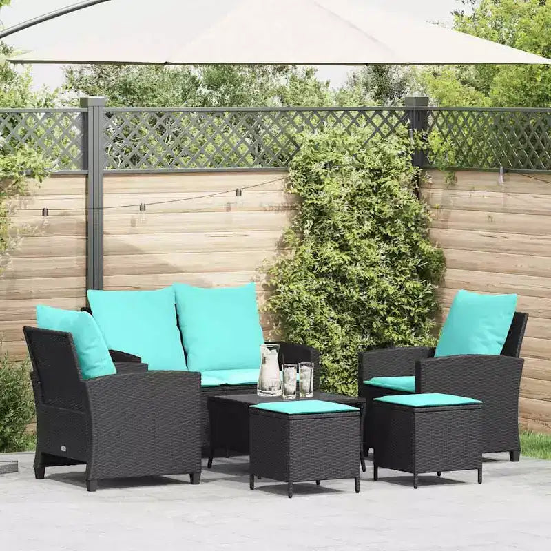 vidaXL 6 Piece Patio Sofa Set with Cushions, Poly Rattan Outdoor Sectional, Multiple Colors and Materials