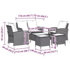 vidaXL 6 Piece Patio Sofa Set with Cushions, Poly Rattan Outdoor Sectional, Multiple Colors and Materials