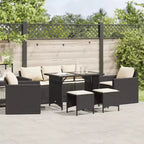 vidaXL Patio Sofa Set with Cushions, Table and Modular Sofas, 6 Piece Poly Rattan