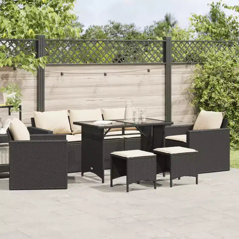 vidaXL Patio Sofa Set with Cushions, Table and Modular Sofas, 6 Piece Poly Rattan