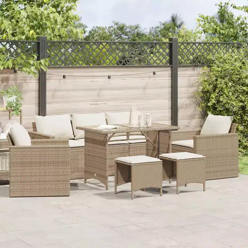 vidaXL Patio Sofa Set with Cushions, Table and Modular Sofas, 6 Piece Poly Rattan