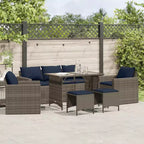 vidaXL Patio Sofa Set with Cushions, Table and Modular Sofas, 6 Piece Poly Rattan
