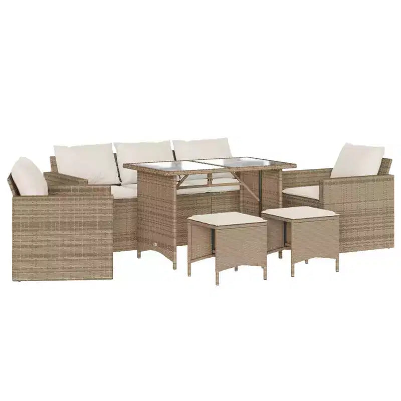 vidaXL Patio Sofa Set with Cushions, Table and Modular Sofas, 6 Piece Poly Rattan