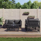 vidaXL 5 Piece Patio Lounge Set with Cushions White Steel