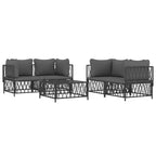 vidaXL 5 Piece Patio Lounge Set with Cushions White Steel