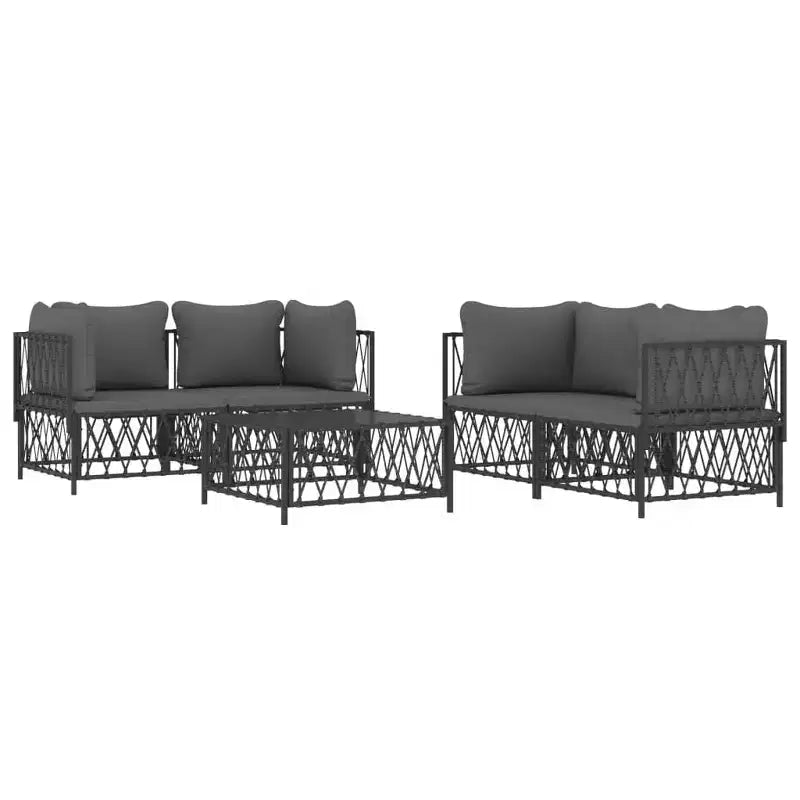 vidaXL 5 Piece Patio Lounge Set with Cushions White Steel
