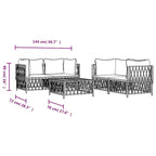 vidaXL 5 Piece Patio Lounge Set with Cushions White Steel
