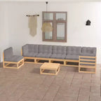 vidaXL 8 Piece Patio Lounge Set with Cushions Solid Wood Pine - White Yes