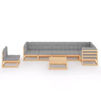 vidaXL 8 Piece Patio Lounge Set with Cushions Solid Wood Pine - White Yes