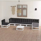 vidaXL 8 Piece Patio Lounge Set with Cushions Solid Wood Pine - White Yes