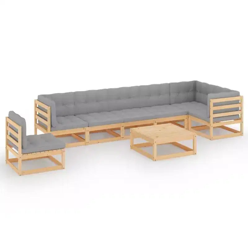 vidaXL 8 Piece Patio Lounge Set with Cushions Solid Wood Pine - White Yes