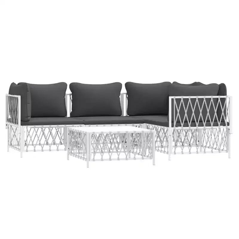 vidaXL 3 Piece Patio Lounge Set with Cushions Anthracite Steel