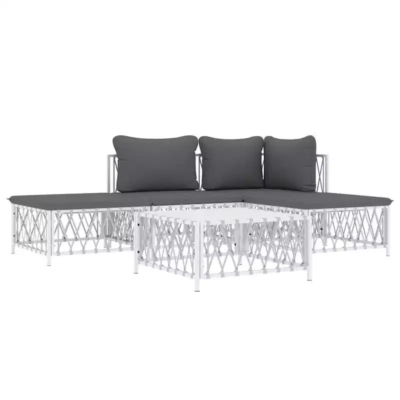 vidaXL 3 Piece Patio Lounge Set with Cushions Anthracite Steel