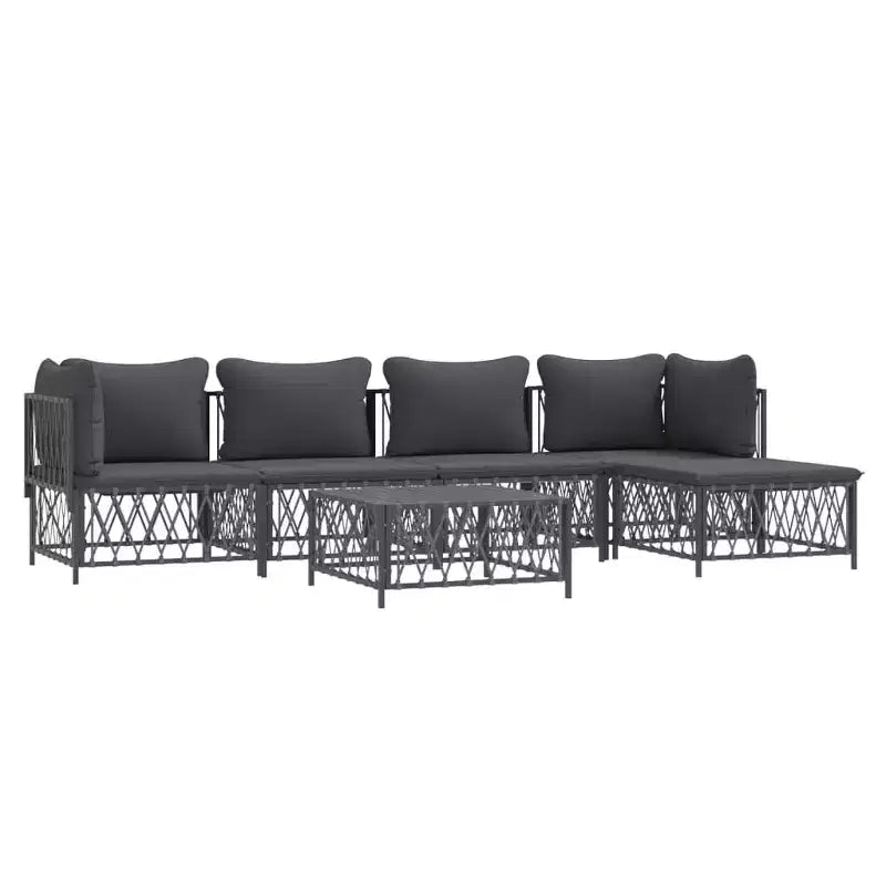 vidaXL 3 Piece Patio Lounge Set with Cushions Anthracite Steel