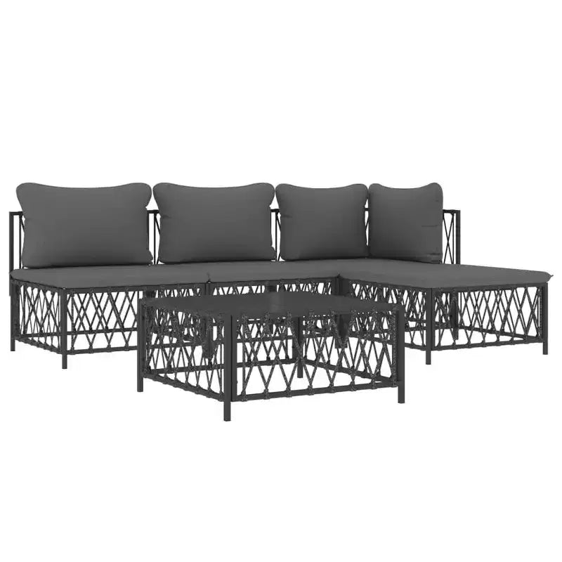 vidaXL 3 Piece Patio Lounge Set with Cushions Anthracite Steel